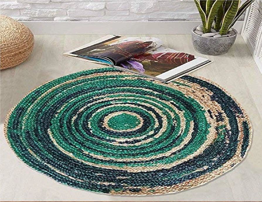 THE HOME TALK Natural Handcrafted Braided Round Jute Rug - 80CM|Traditional Carpet For Living Room,Kitchen,Entryway,Bedroom,Dining Room|Rustic Bohemian Decor|Durable,Anti-Skid Carpets for Centre Table